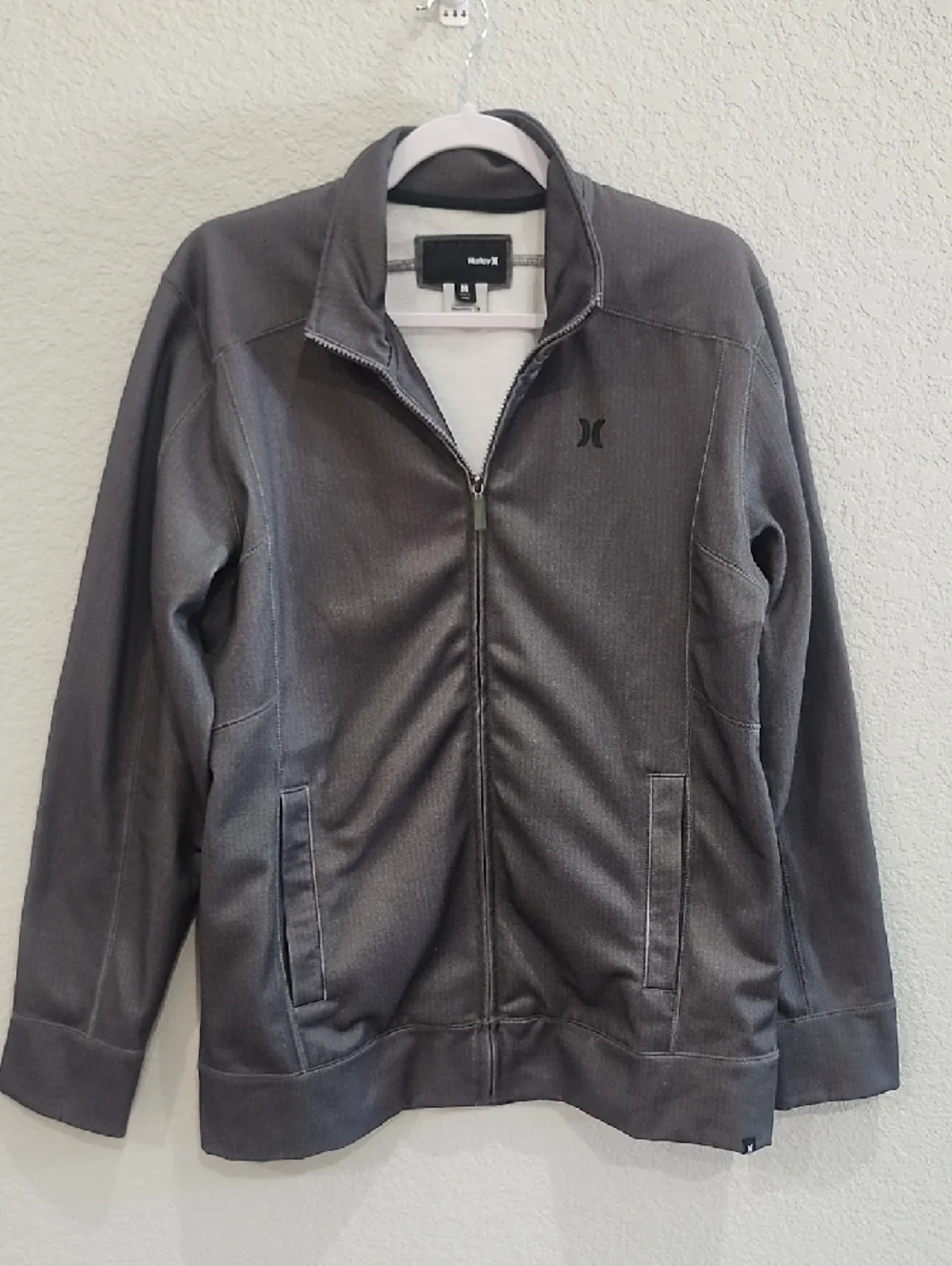Hurley Sunday Lightweight Track Jacket Charcoal Gray Oversize Streetwear Racing
